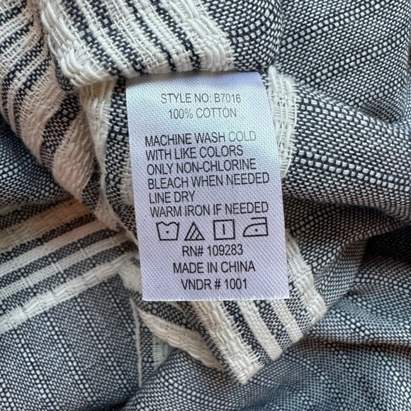 SURF GYPSY Dusty Blue & White Striped Tassel Trimmed Coverup - Size Medium - Picture 8 of 9